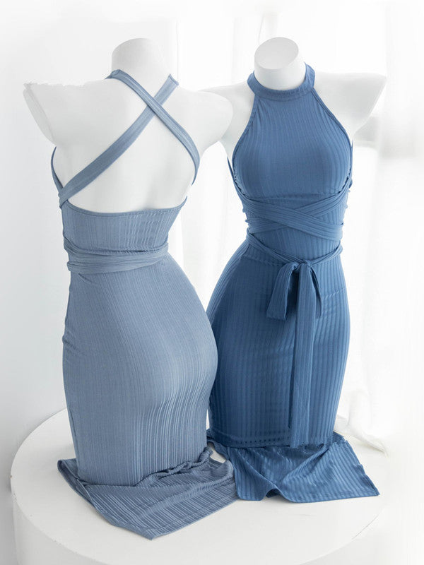 Blue Slit Dress UB98515