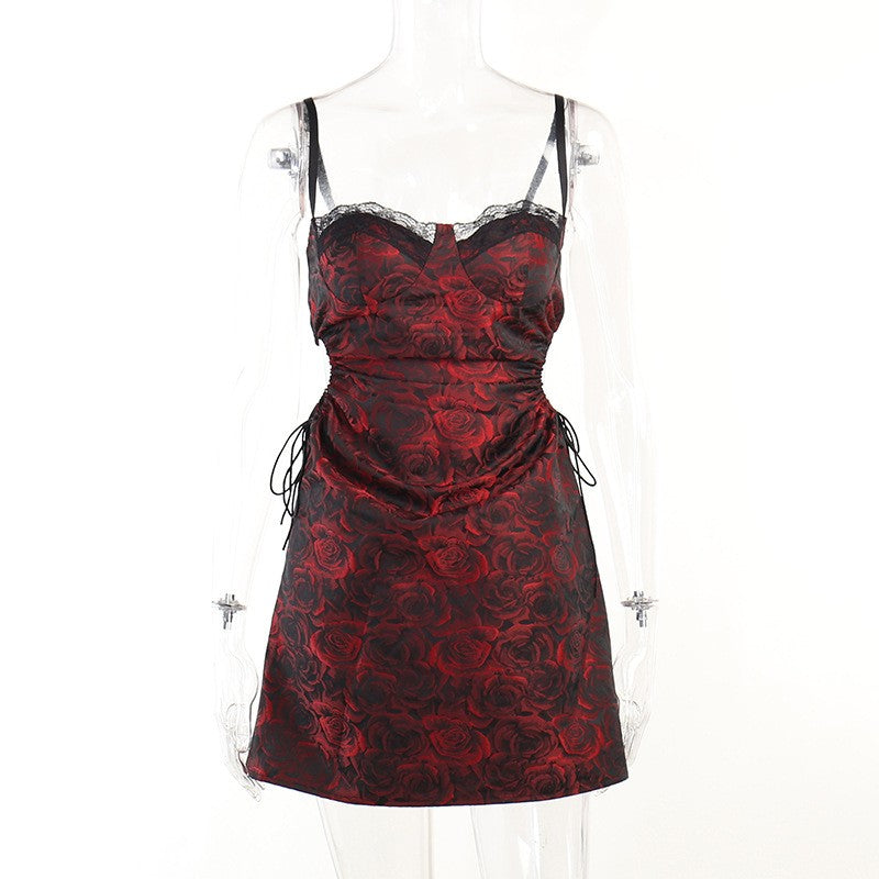 Red Lace Punk Dress UB98453