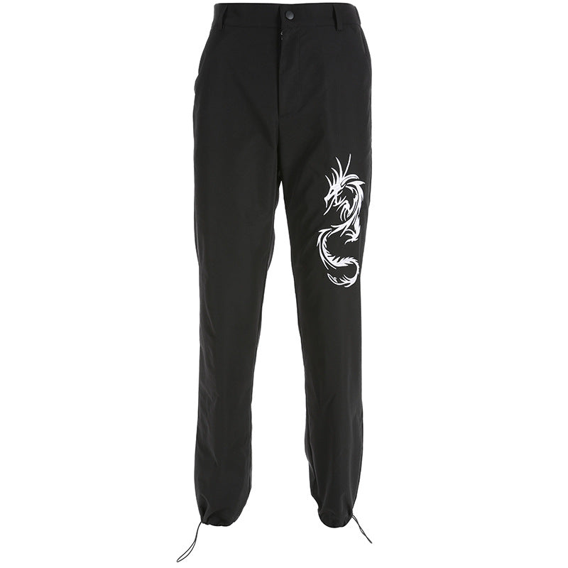 [@julia.aaa.black] "BLACK EMBROIDERED DRAGON" CASUAL PANTS K081002REVIEW