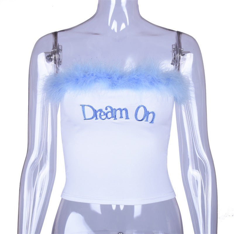 "DREAM ON" WHITE TUBE TOP Y041104