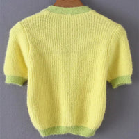[@jessicabelkin] "YELLOW KNIT CUTE SHORT SLEEVE" CARDIGAN TOP K050405REVIEW