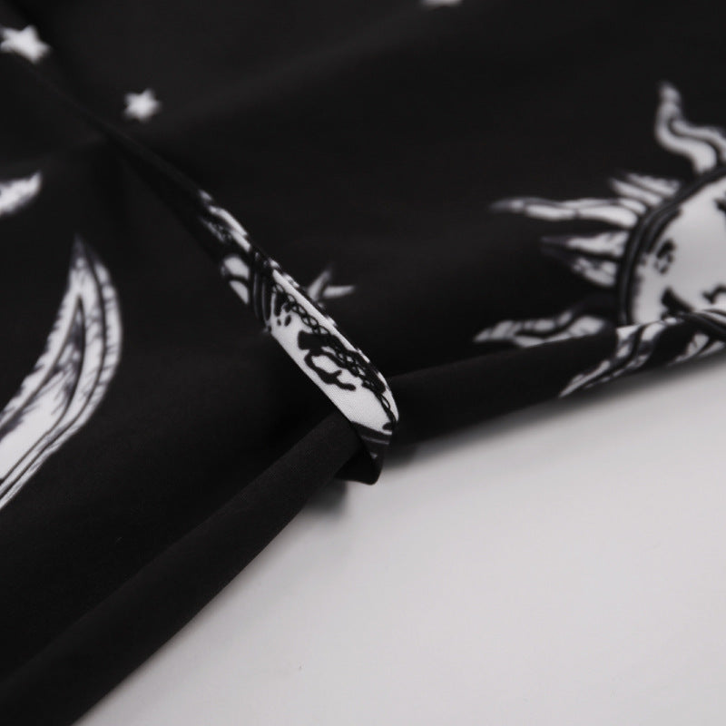 [@strega_salamander] “BLACK SUN & MOON” STRAP DRESS W041303
