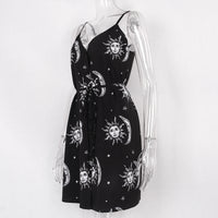 [@strega_salamander] “BLACK SUN & MOON” STRAP DRESS W041303