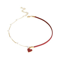 "Heartbeat" Red Love Pearl Necklace Y040608