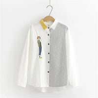"CARTOON EMBROIDERED STRIPED" SHIRT Y032501
