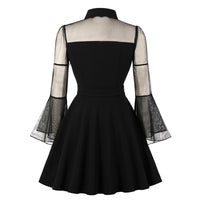 "S-4XL BLACK/WINE SEE-THROUGH FLARE SLEEVE" DRESSES Y021608