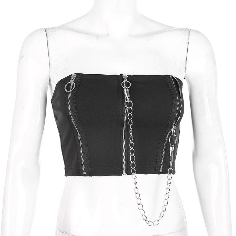 [@klaudiabieszcz ] "ZIPPERED CHAIN SEXY" TUBE TOP Y021407