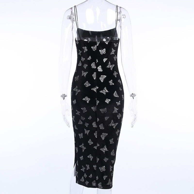 [@theyellowalien] "Dark Sexy Butterfly" Velvet Suspender Long Dress Y040610REVIEW