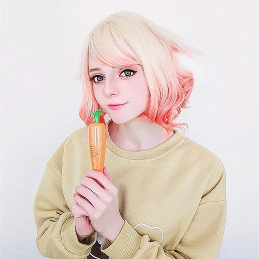 [@melissa_lissova] Blonde Gradient Rabbit Ear Short Curly Wig D050513