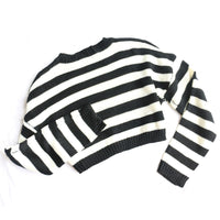 "BLACK WHITE STRIPED KNITTED" CROP TOP N110901