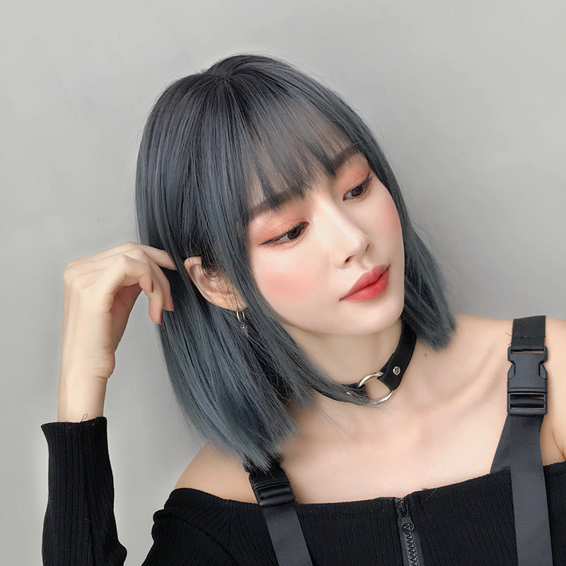 "GREY/BLACK/BROWN AIR BANGS SHORT" WIG  H041902
