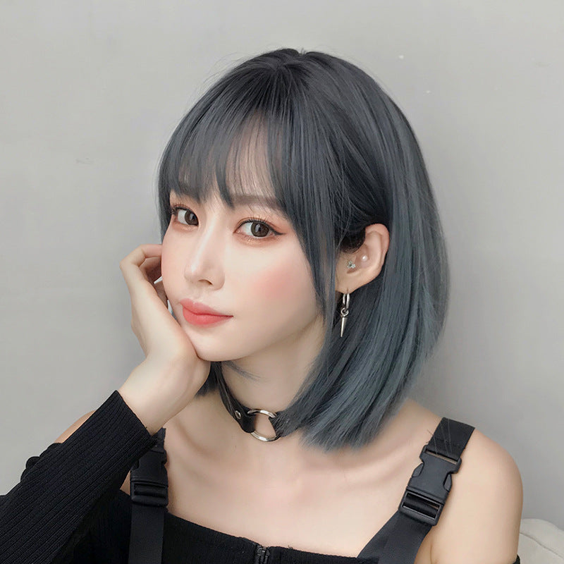 "GREY/BLACK/BROWN AIR BANGS SHORT" WIG  H041902