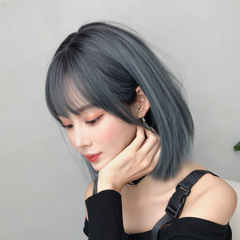 "GREY/BLACK/BROWN AIR BANGS SHORT" WIG  H041902