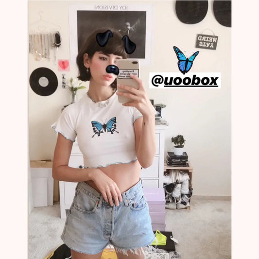 [@deaddsouls] "ONE BLUE BUTTERFLY" CROP TOP K050201REVIEW