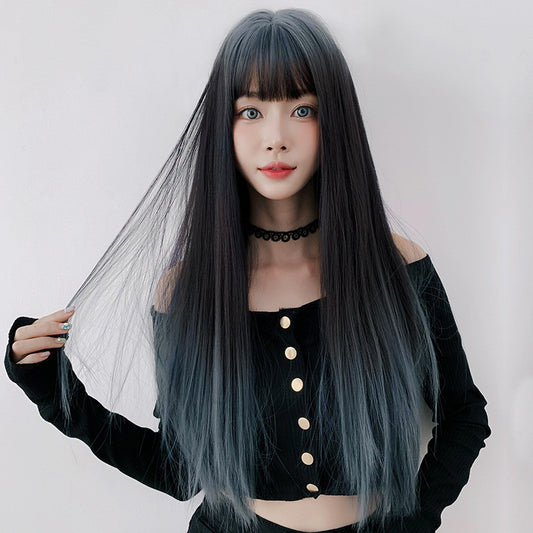 AIR BANGS GRADIENT BLUE LONG STRAIGHT WIG UB2577