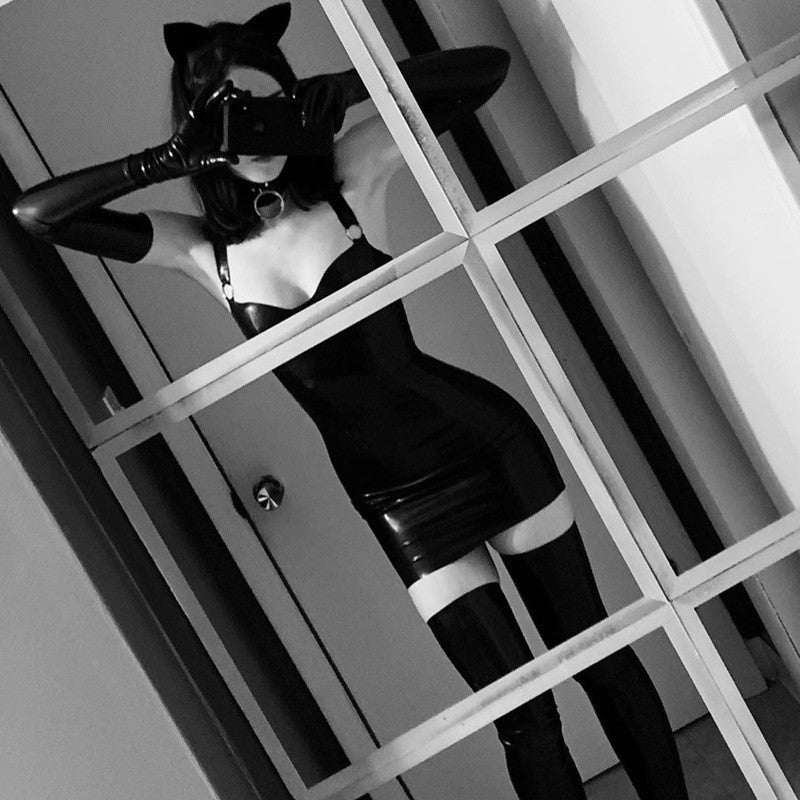 Sexy Leather Tube Top Strap Tight Dress ER5715