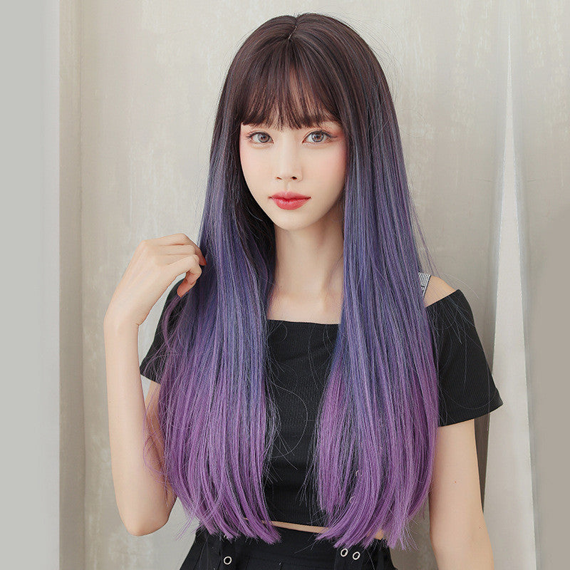 Blue Purple Gradient Long Straight Wig UB2579