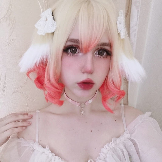 [@kiselexa] Review: Blonde Gradient Rabbit Ear Short Curly Wig D050513