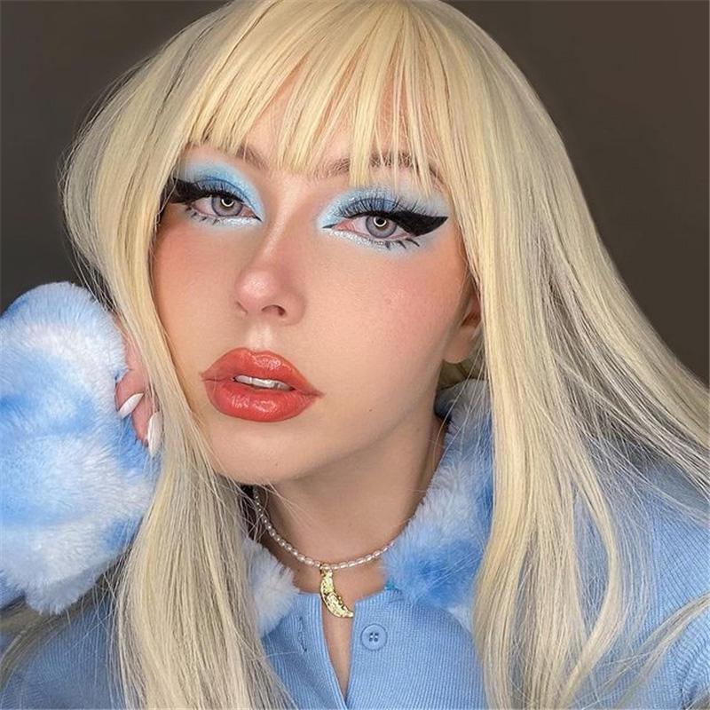 [ @julianna.mur]"GOLD DYED GRAY SLIGHTLY CURLY LONG" WIG D052207