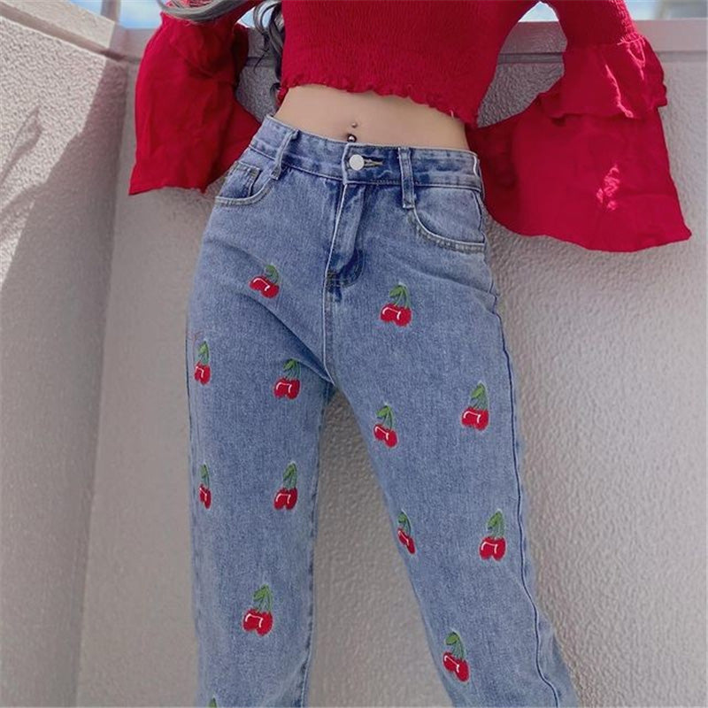"CHERRY EMBROIDERED" TROUSERS N092605