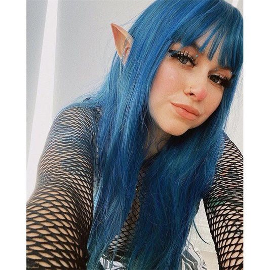 [ @carrypingwin]"LOLITA BLUE LONG STRAIGHT/CURLY" WIG N111802