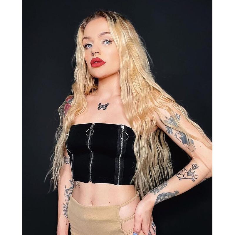 [@klaudiabieszcz ] "ZIPPERED CHAIN SEXY" TUBE TOP Y021407