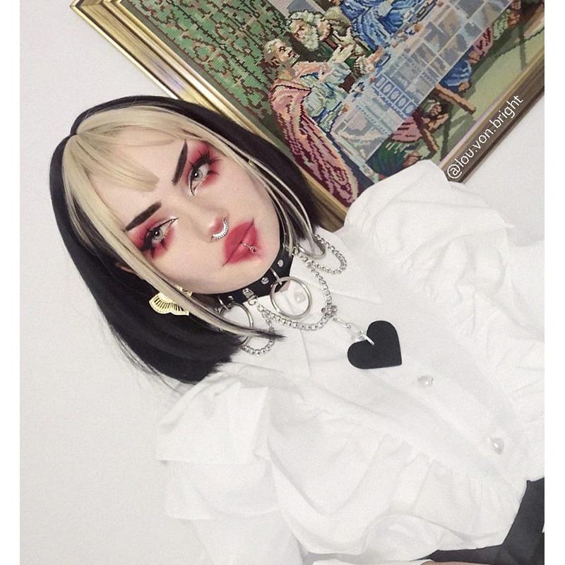 White Shirt Puff Sleeve Top/Black Shorts UB3221