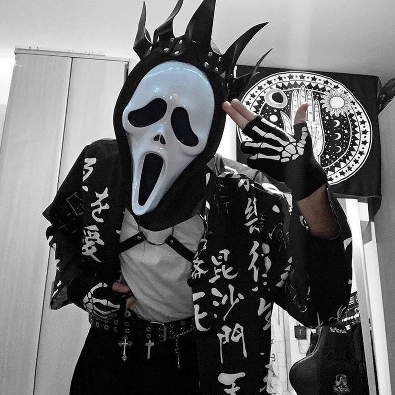 "BLACK RETRO CHINESE CHARACTER PRINT" SHIRT UB2376