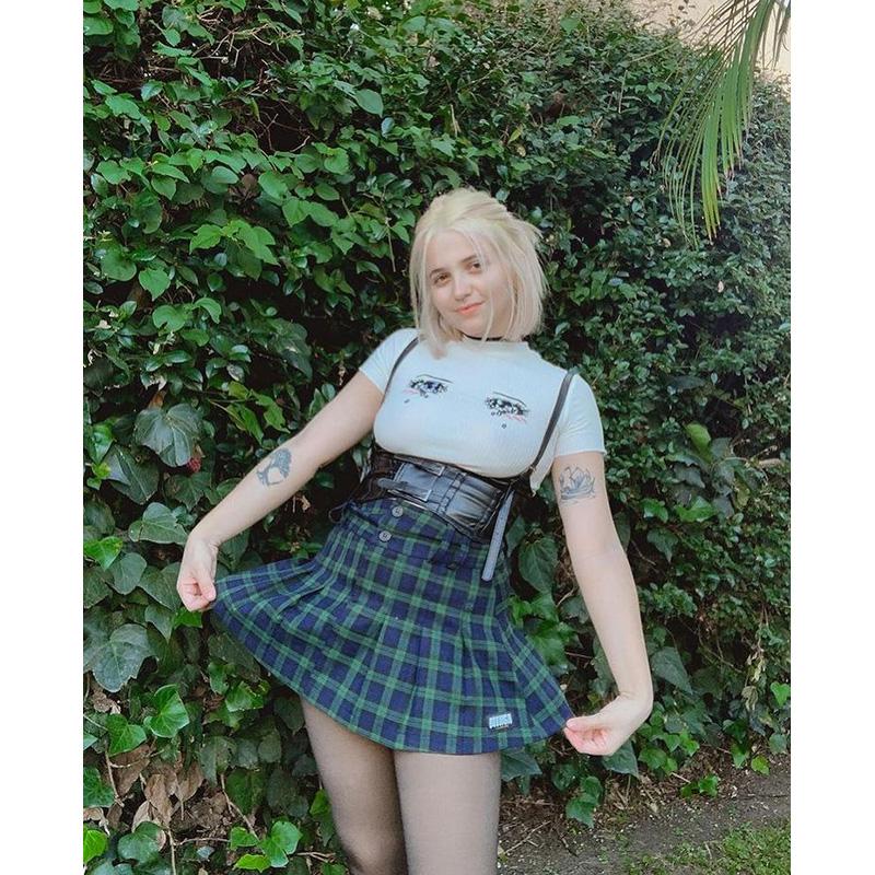 [@aryyzona ] "EMBROIDERED TEARS COMIC EYES" CROP TOP K112015
