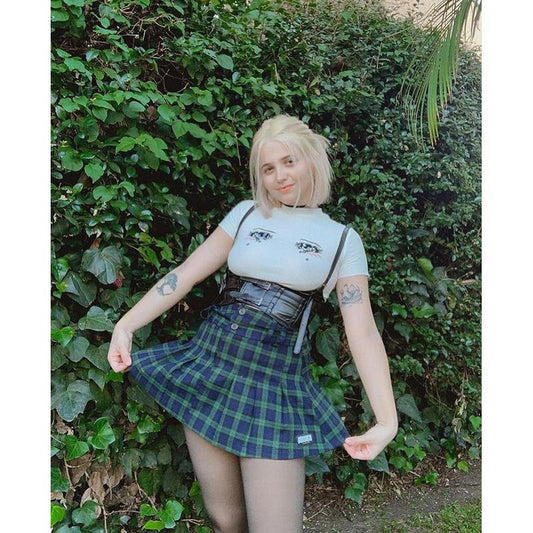 [@aryyzona ] "EMBROIDERED TEARS COMIC EYES" CROP TOP K112015