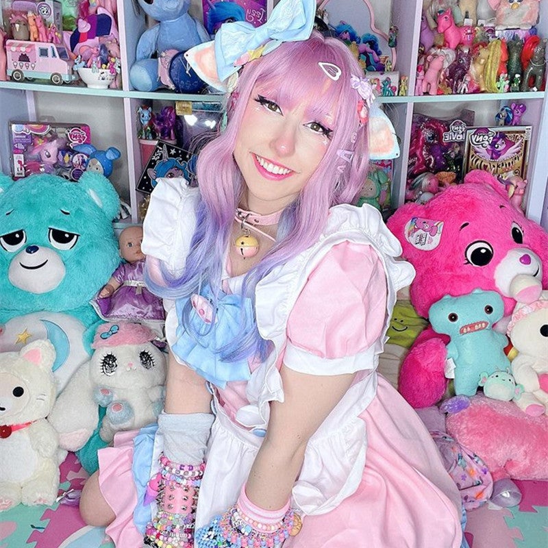 [@honey.buzz] PURPLE GRADIENT BLUE LONG CURLY WIG UB3283