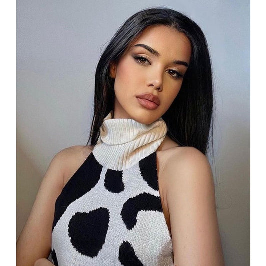 "COW PRINT BACKLESS" SWEATER N031506