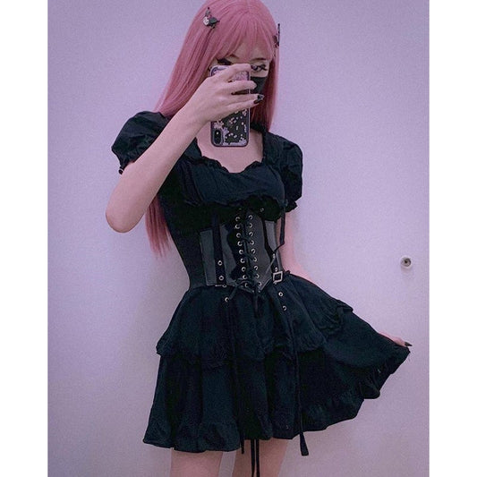 "DARK BLACK GOTHIC LOLITA" DRESS N082904