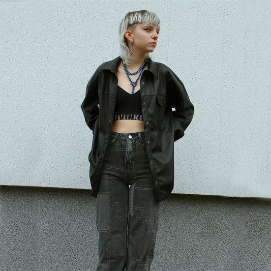 [@sleepinredroses] RETRO SMOKY GRAY CHECK JEANS UB2483