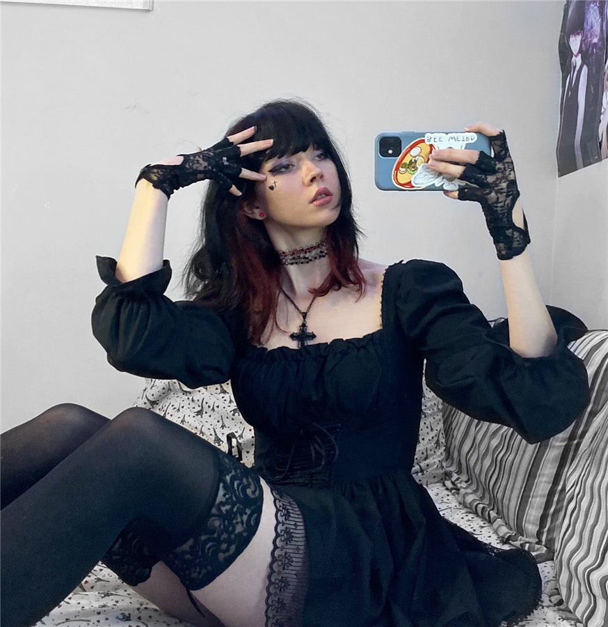 Sweet Lovely Lace Black Princess Dress UB3474