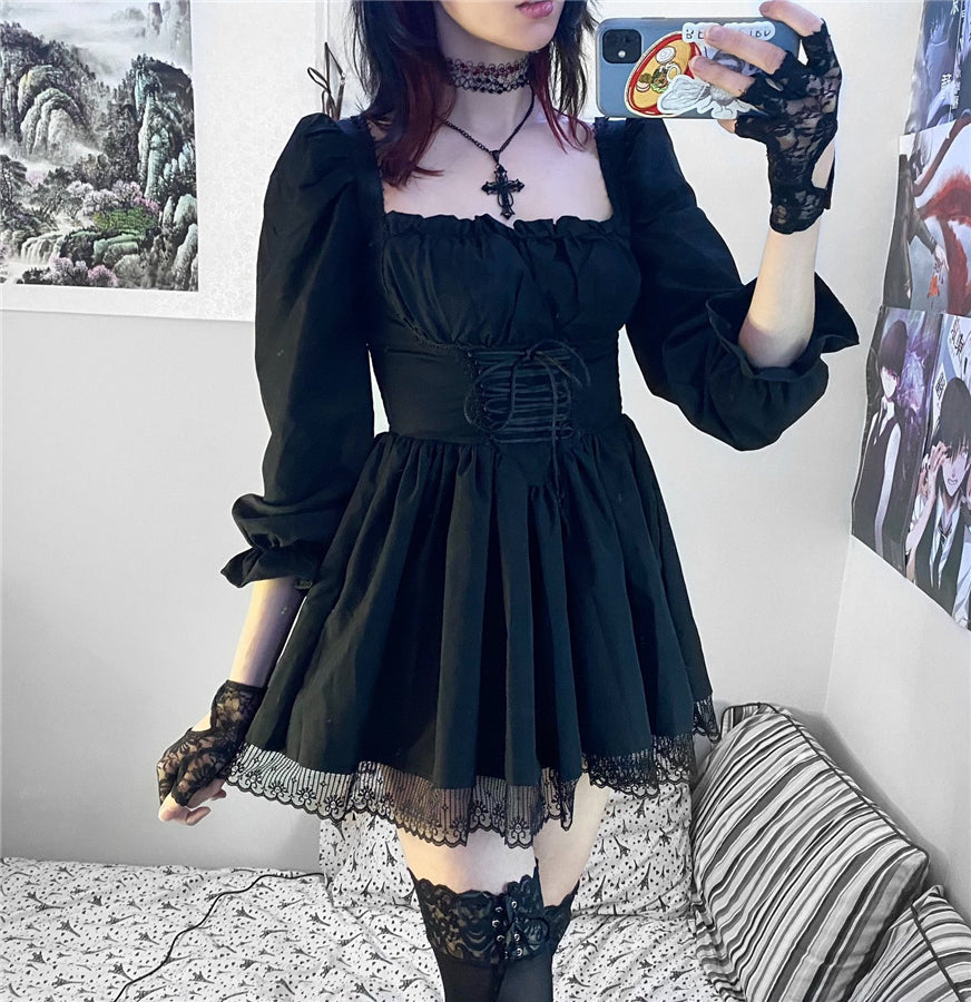 Sweet Lovely Lace Black Princess Dress UB3474