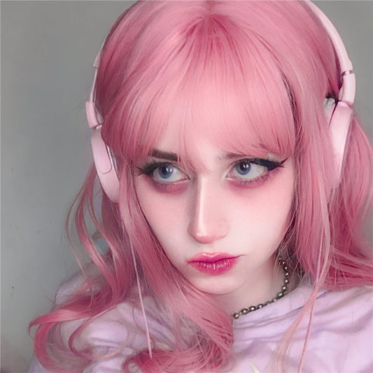 [@bluetaybabe] Harajuku Pink Lolita Long Curly Wig UB3320