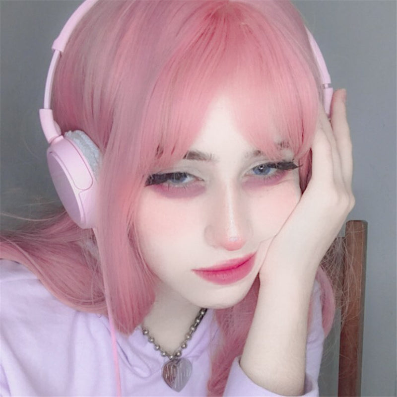 [@bluetaybabe] Harajuku Pink Lolita Long Curly Wig UB3320