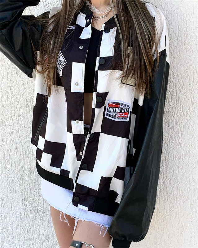 Retro black and white checkerboard jacket UB3449