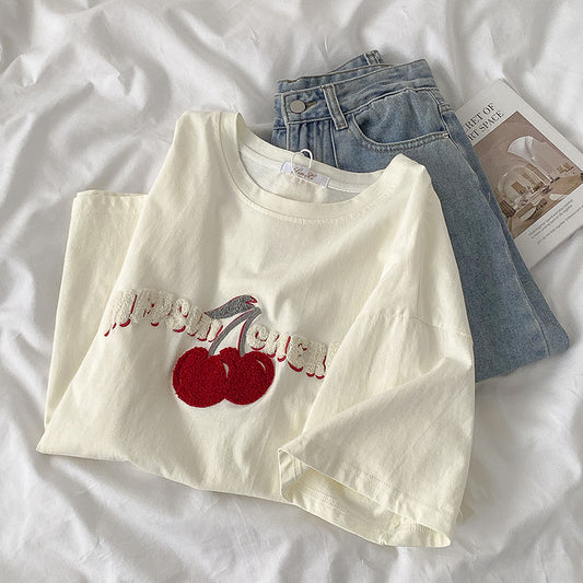 DESIGN LETTER FRUIT PATTERN T-SHIRT UB98021