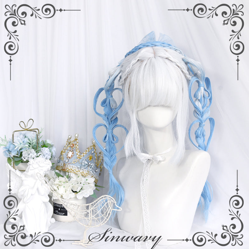 LOLITA WHITE BLUE DYED CURLY WIG UB97005