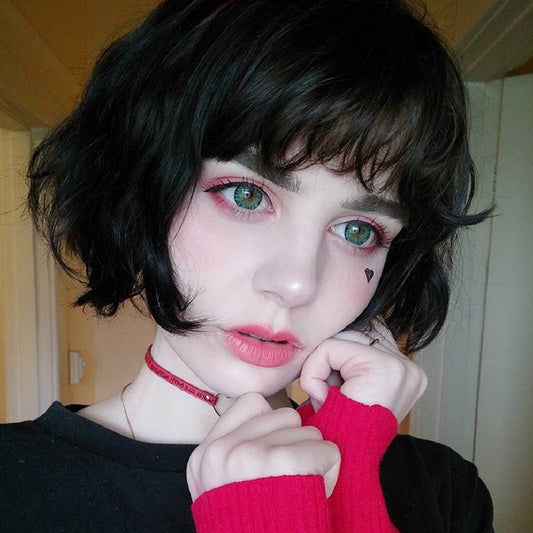 Black short curly wig  UB98114