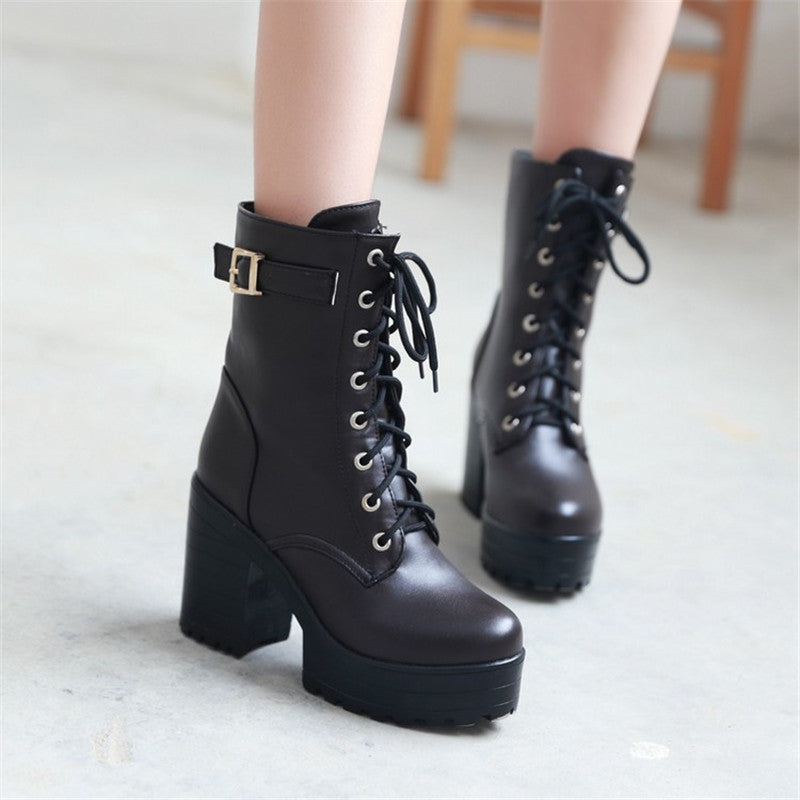 VINTAGE LACE-UP HIGH HEEL BOOTS UB3162