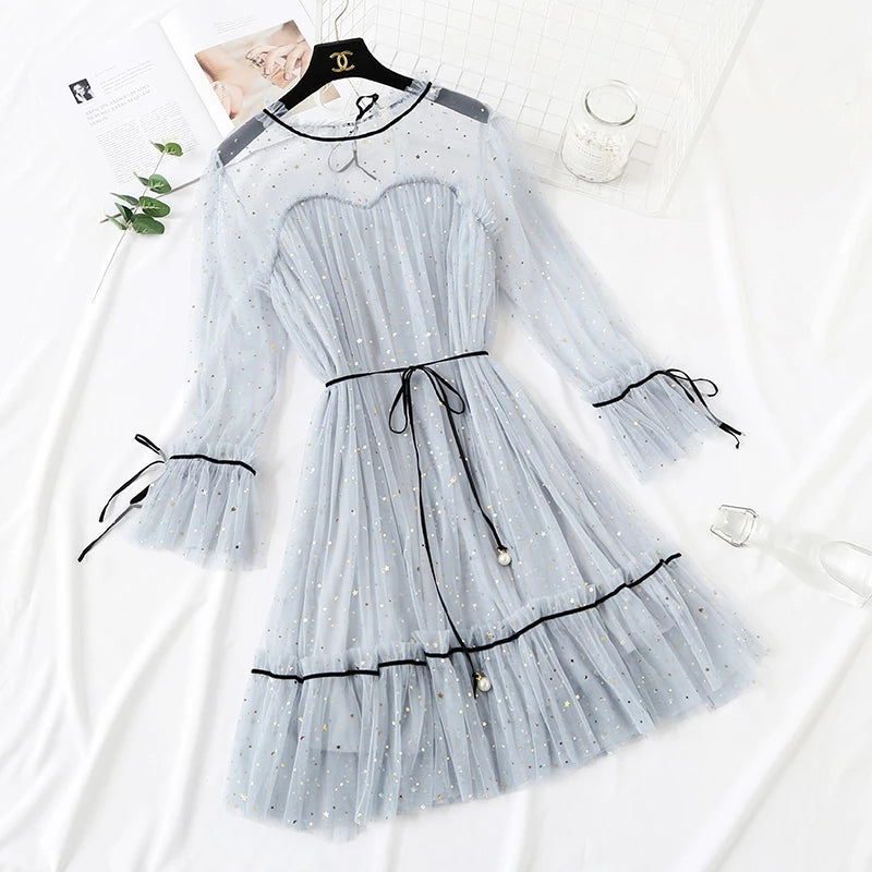 "5 COLORS FAIRY PAILLETTE LACE TULLE" DRESS K082301REVIEW