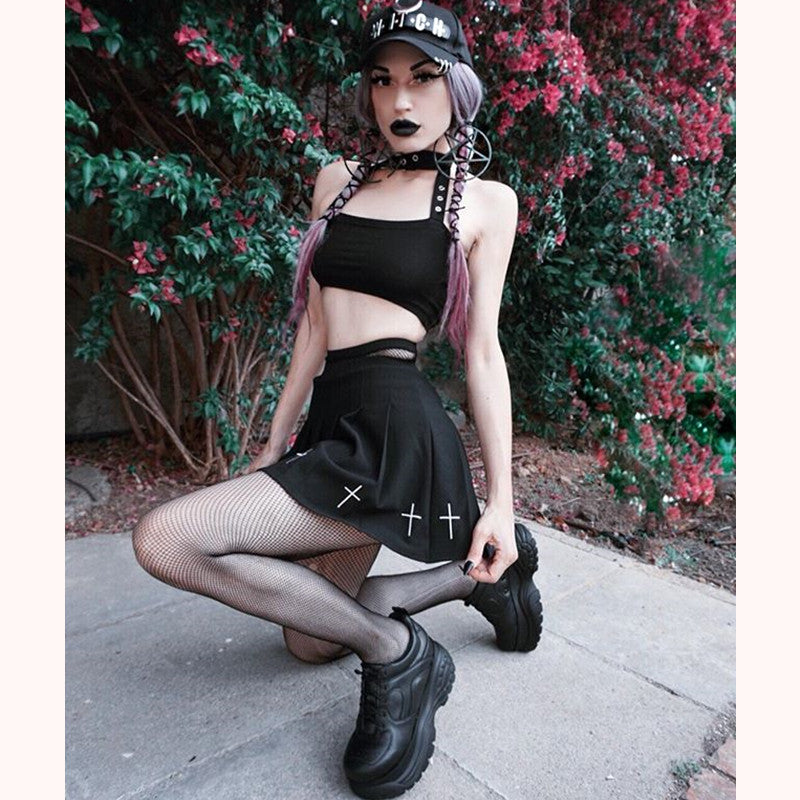 “GOTH EMBROIDERY” PLEATED SKIRT W041103REVIEW