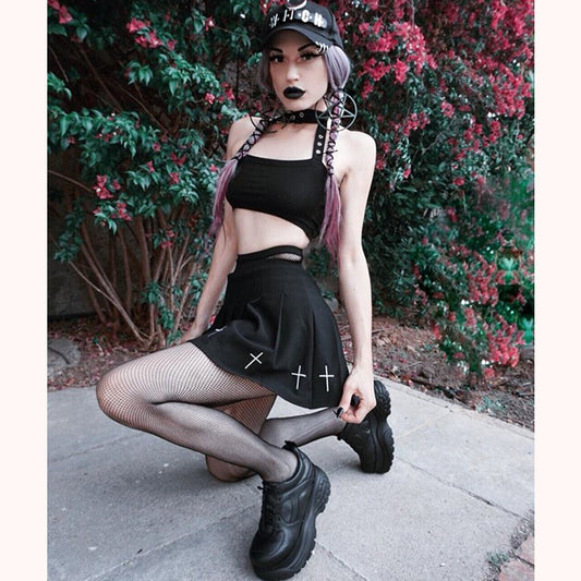 “GOTH EMBROIDERY” PLEATED SKIRT W041103REVIEW