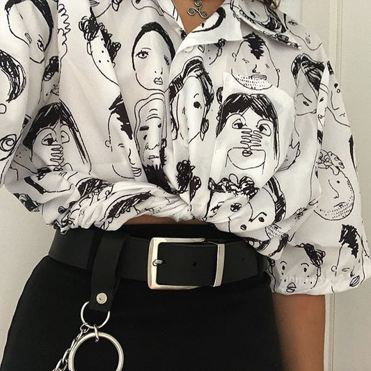 [@m.aaina] "JFASHION CHARACTERS GRAFFITI" PRINT SHIRT K040402REVIEW