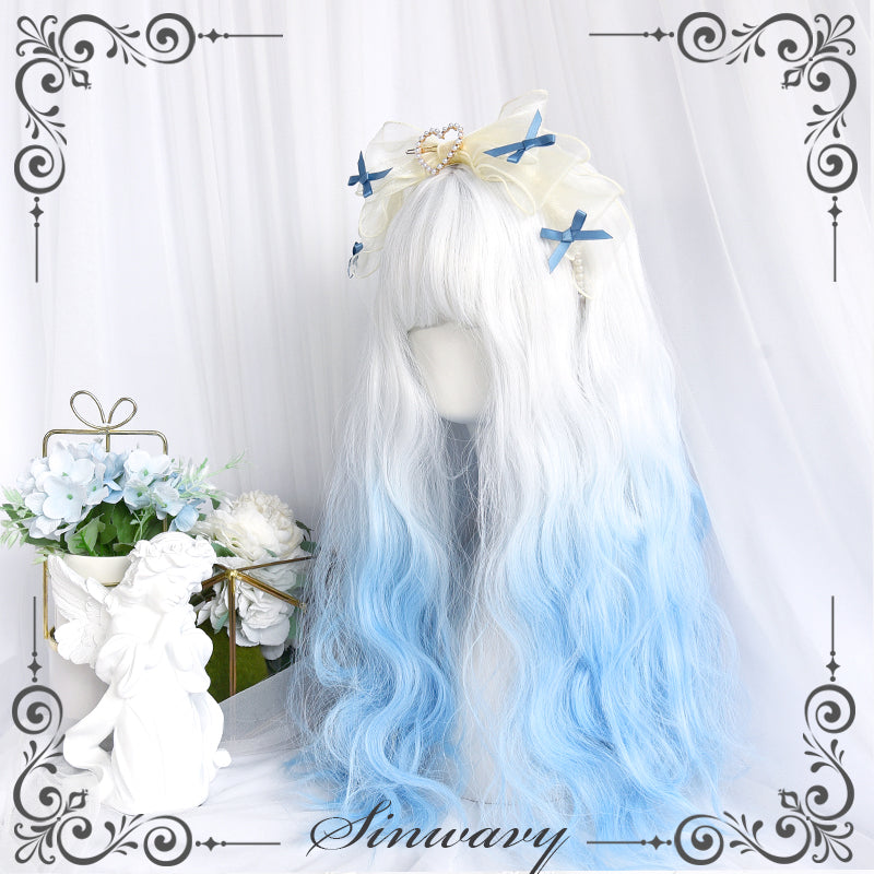 LOLITA WHITE BLUE DYED CURLY WIG UB97005