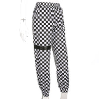 "Black White Checked Casual" Pants Y040801