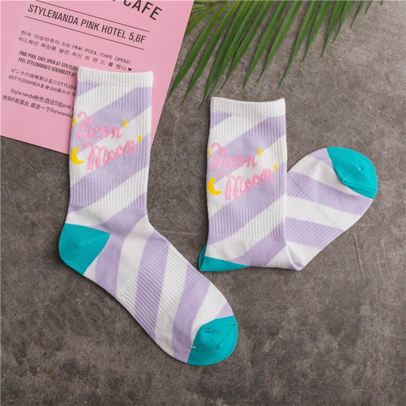 "CANDY-COLORED MOON" COTTON SOCKS K111815